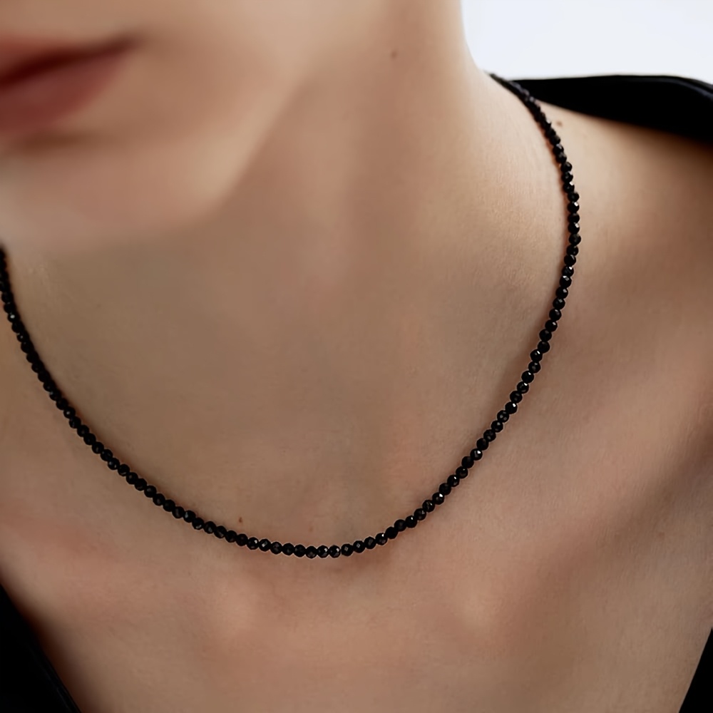 Minimalist Bead Short Necklace Sleek Matte Finish Delicate Chain